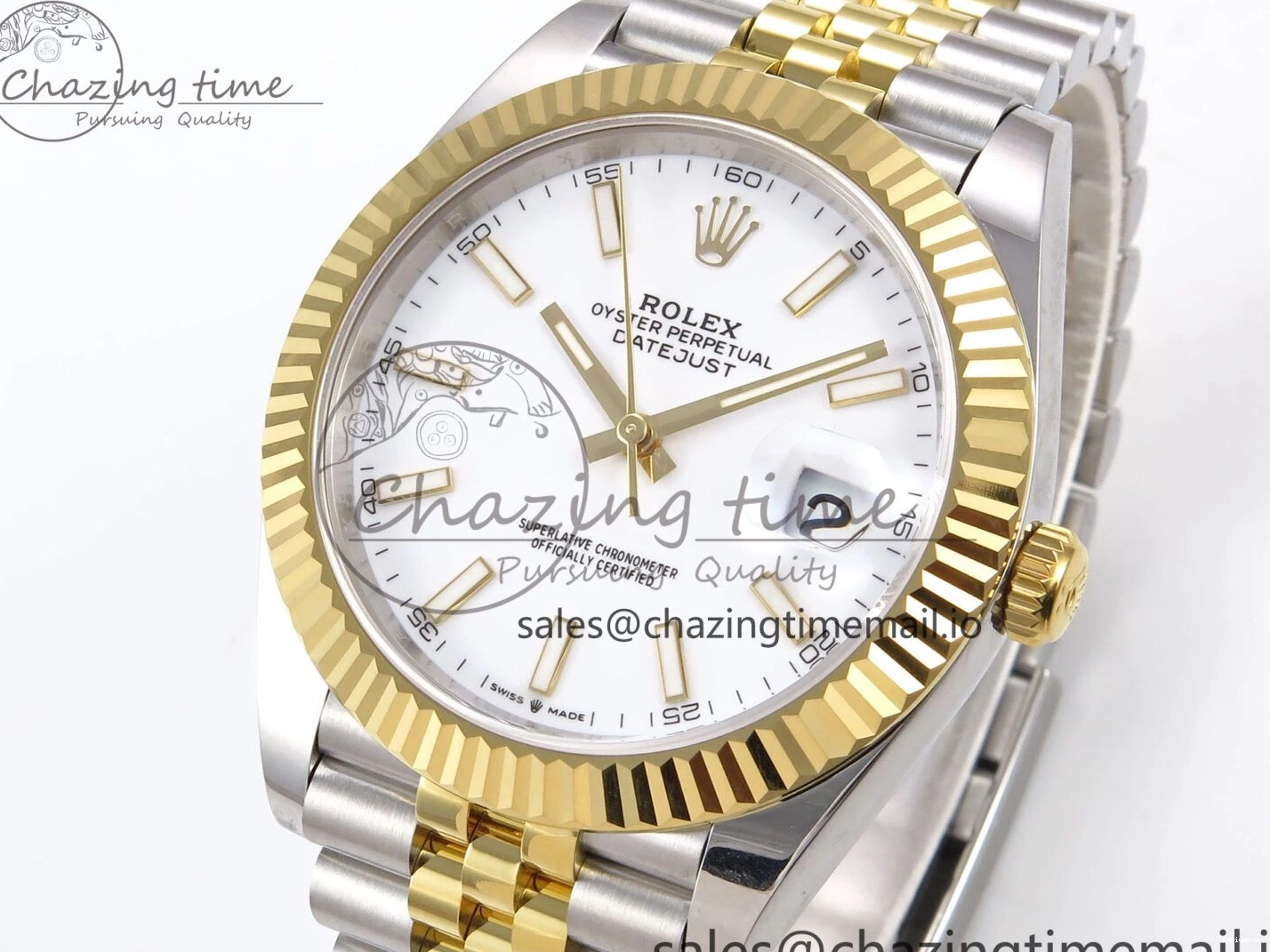SS Best 41 Bracelet EWEF Stick DateJust Dial Jubilee A3235 White on Edition 126333 YG 0305